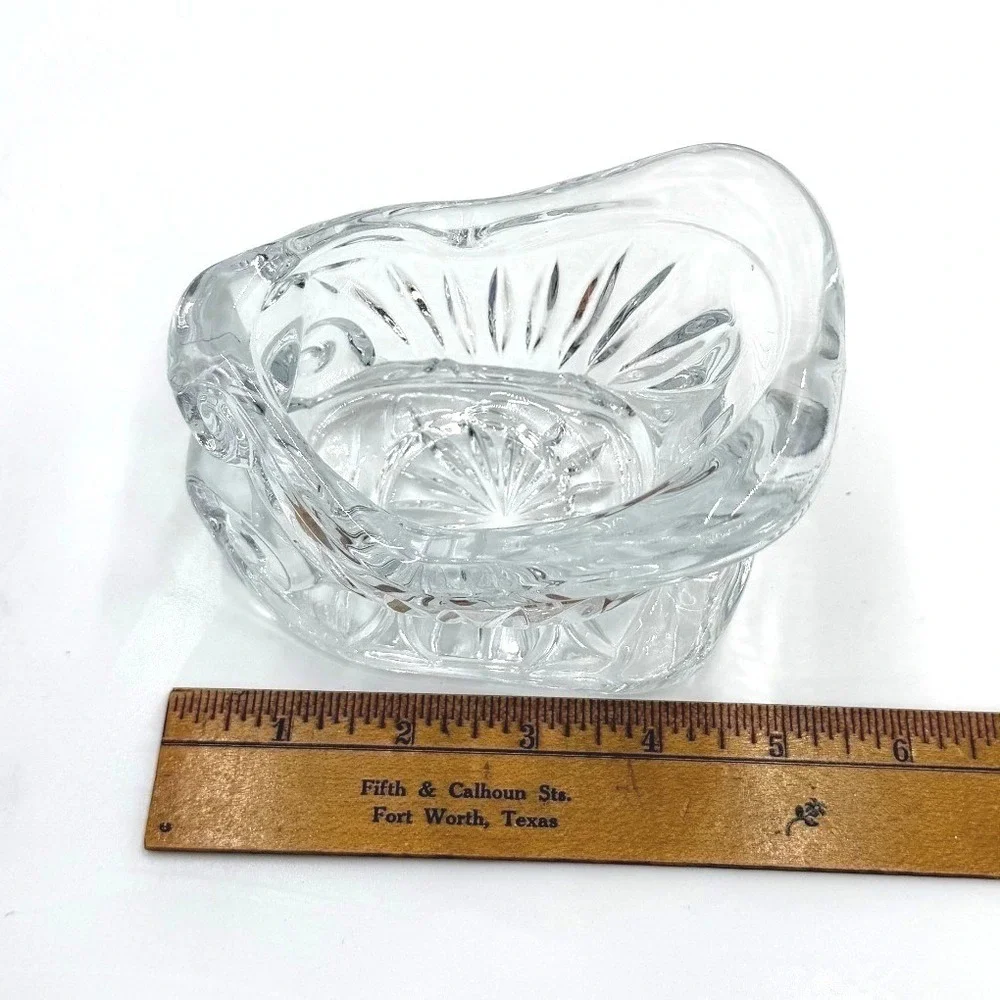 Vintage‎ Lead Crystal Clear Glass Sleigh Candle Holder Home Decor HEAVY